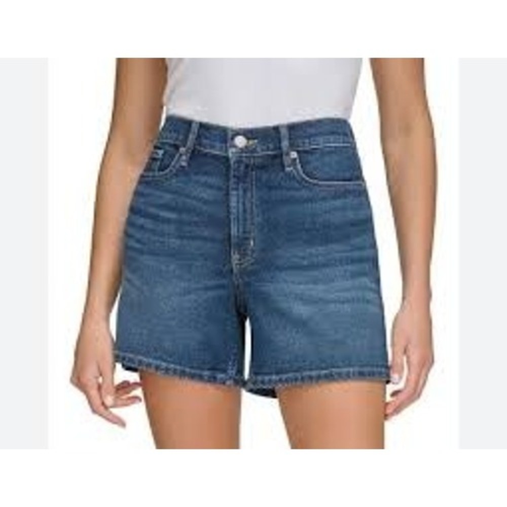Judy Blue Blue Stretchy Denim Shorts Size L High Rise Raw Hem Summer Fall